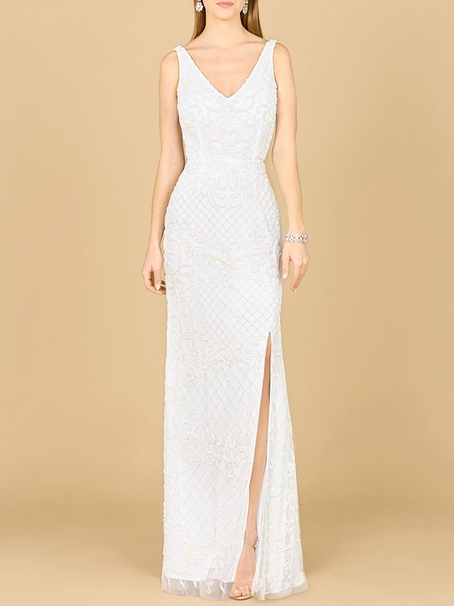 Beaded Bridal Gown with Lace Up Back - Luzilly Bridal & Apparel