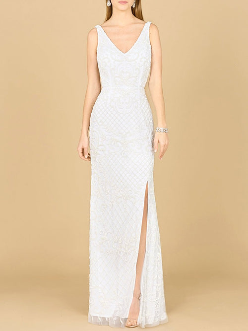 Beaded Bridal Gown with Lace Up Back - Luzilly Bridal & Apparel