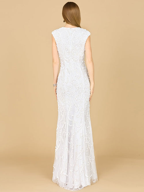 Beaded Cap Sleeve Wedding Dress - Luzilly Bridal & Apparel