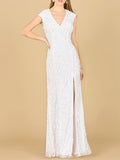 Beaded Cap Sleeve Wedding Dress - Luzilly Bridal & Apparel