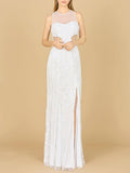 Beaded Cutout Bridal Gown with Fringe - Luzilly Bridal & Apparel