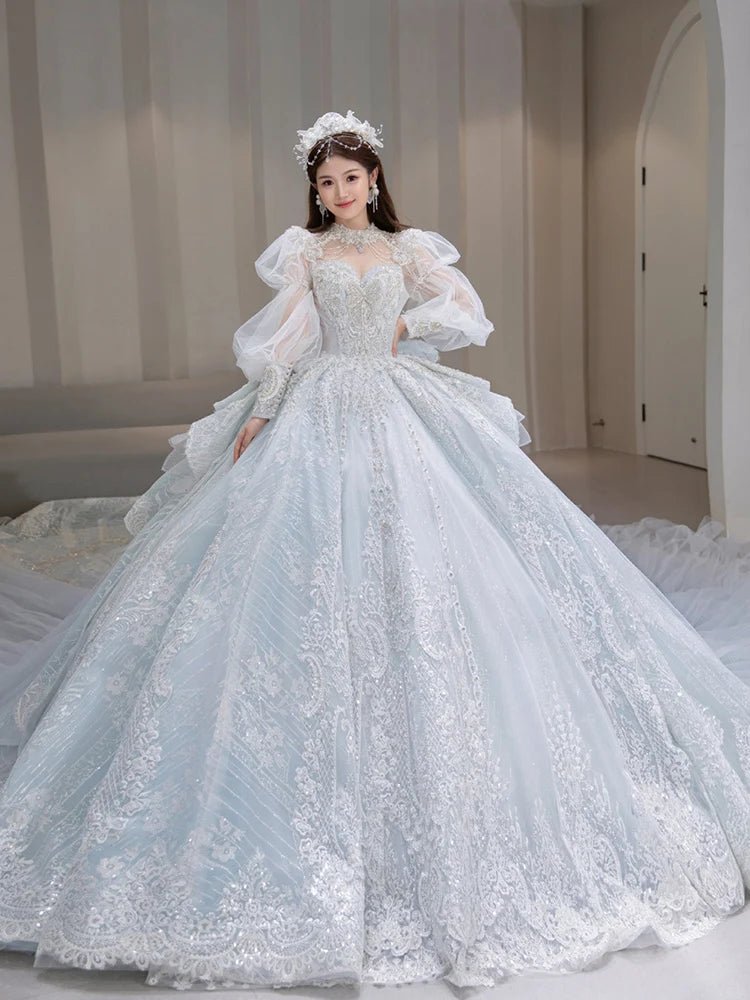 Beaded Diamond Tulle Bohemian A-Line Wedding Dress - Luzilly Bridal & Apparel