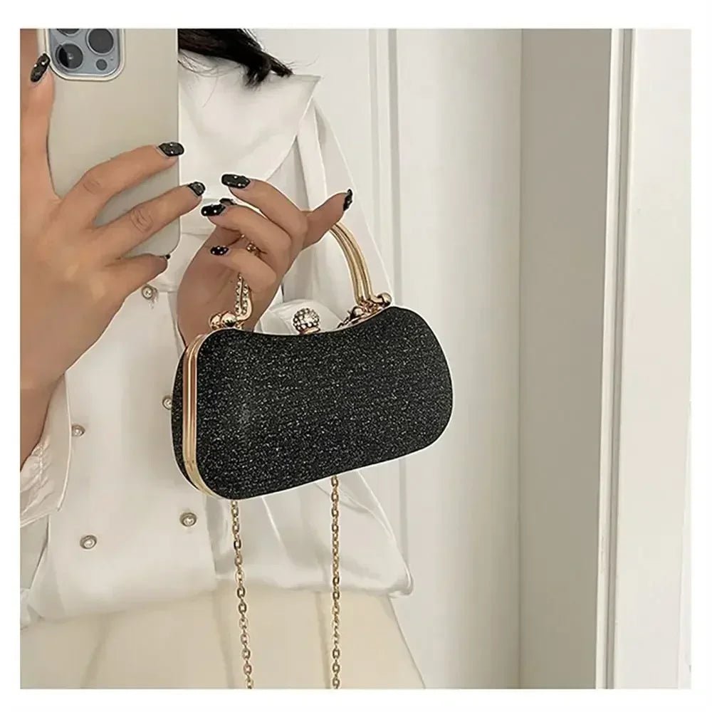 Beaded Egg-Shape Evening Bag with Chain - Luzilly Bridal & Apparel