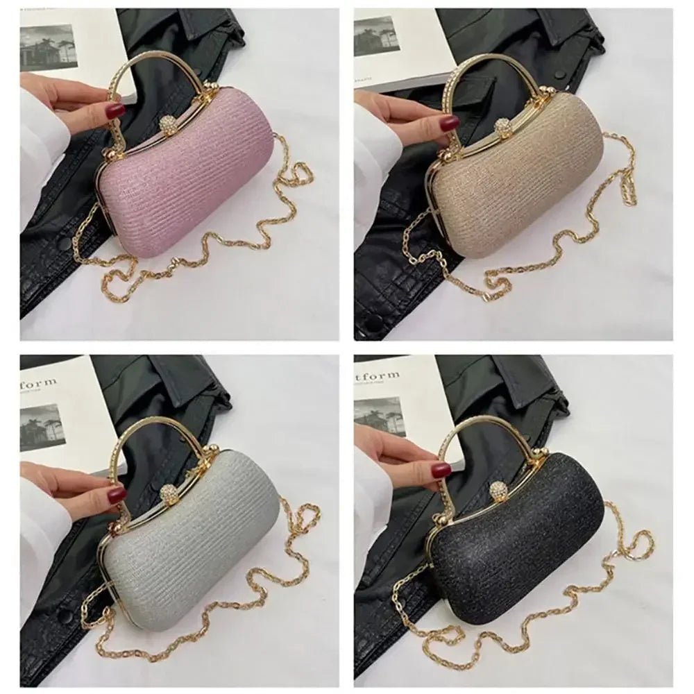 Beaded Egg-Shape Evening Bag with Chain - Luzilly Bridal & Apparel