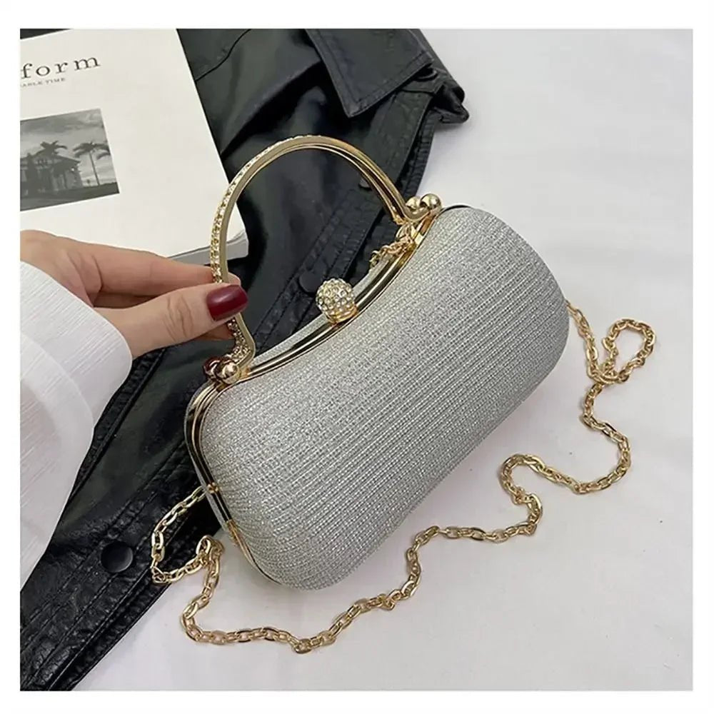 Beaded Egg-Shape Evening Bag with Chain - Luzilly Bridal & Apparel