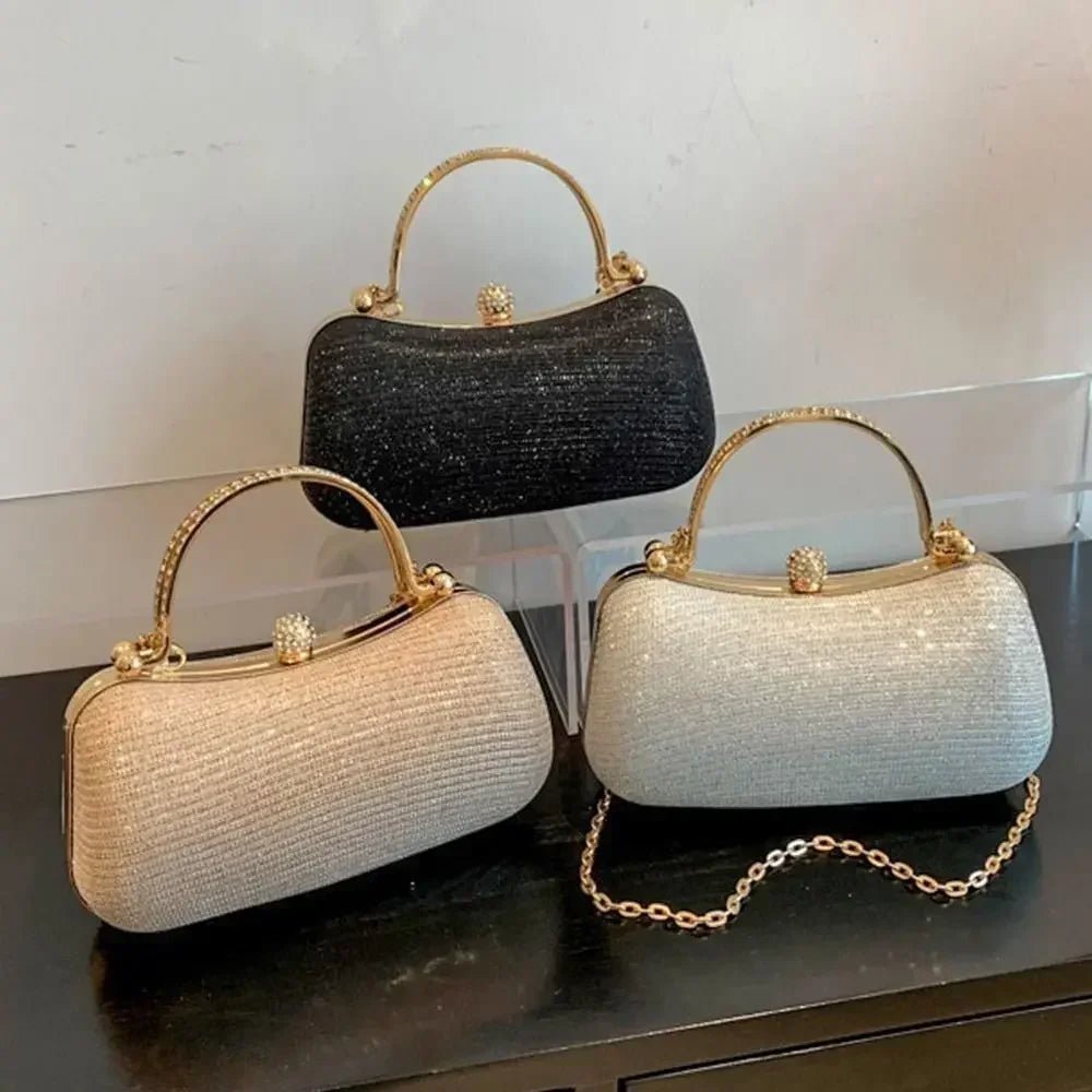 Beaded Egg-Shape Evening Bag with Chain - Luzilly Bridal & Apparel