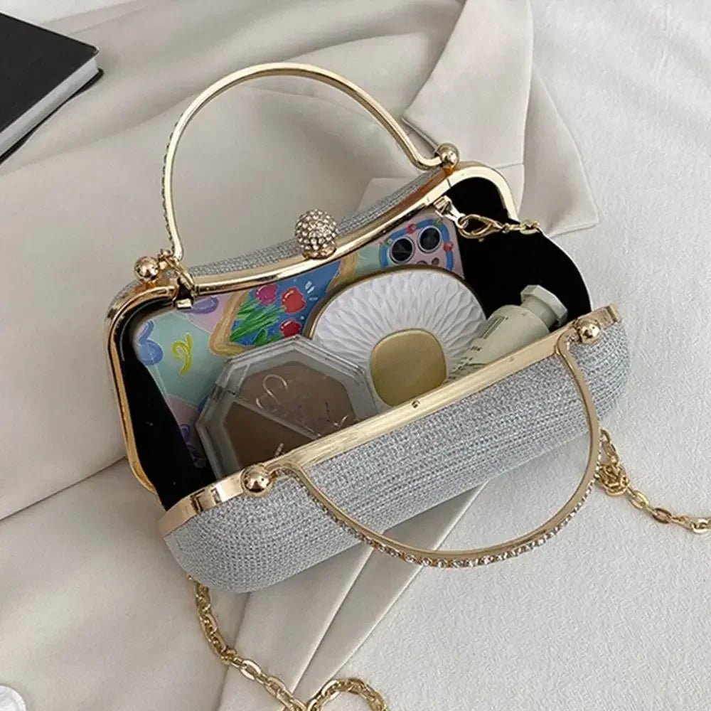 Beaded Egg-Shape Evening Bag with Chain - Luzilly Bridal & Apparel