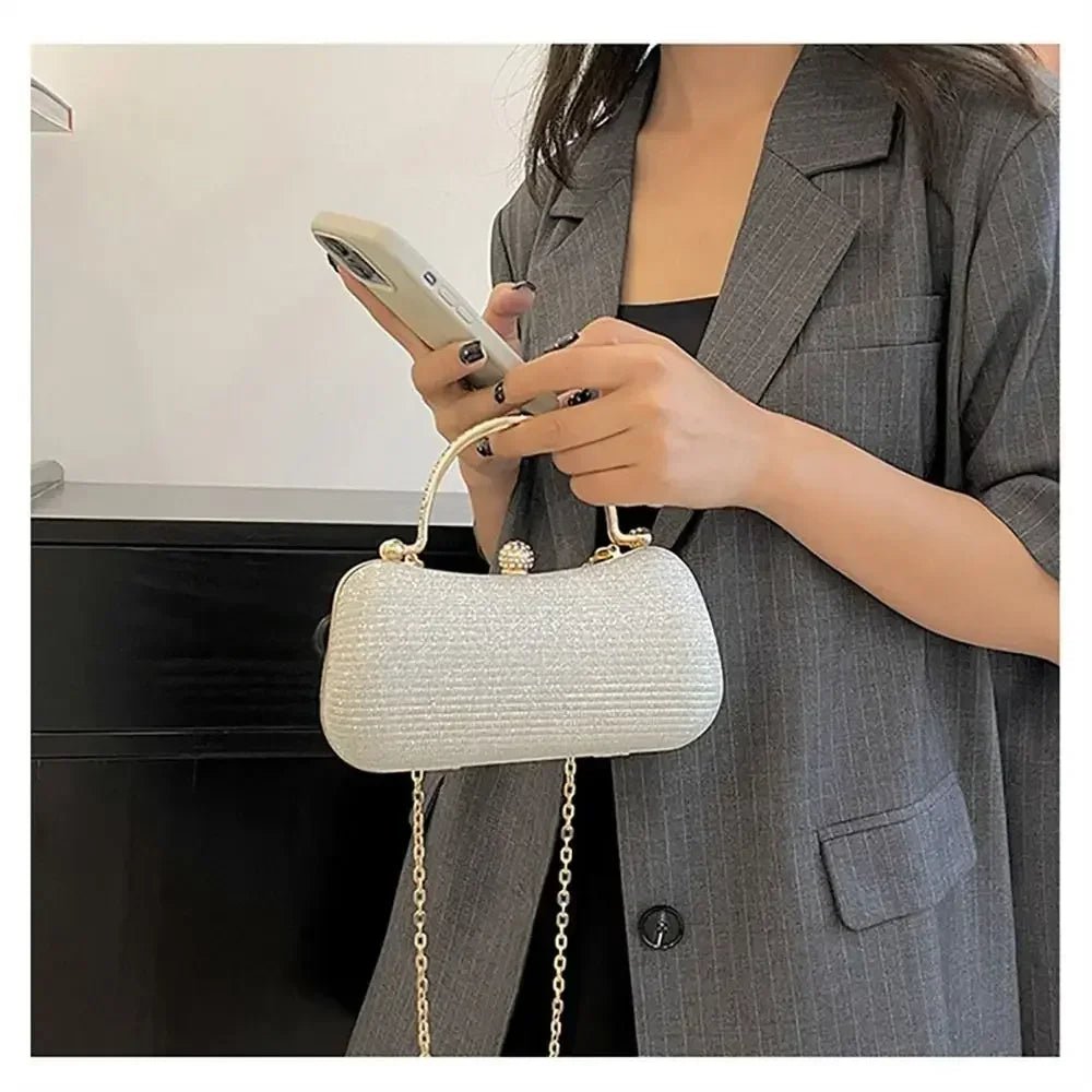 Beaded Egg-Shape Evening Bag with Chain - Luzilly Bridal & Apparel