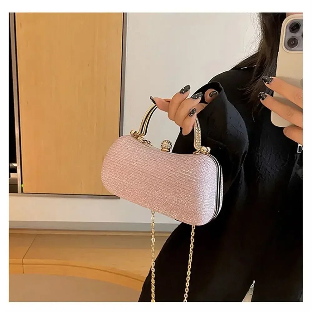 Beaded Egg-Shape Evening Bag with Chain - Luzilly Bridal & Apparel