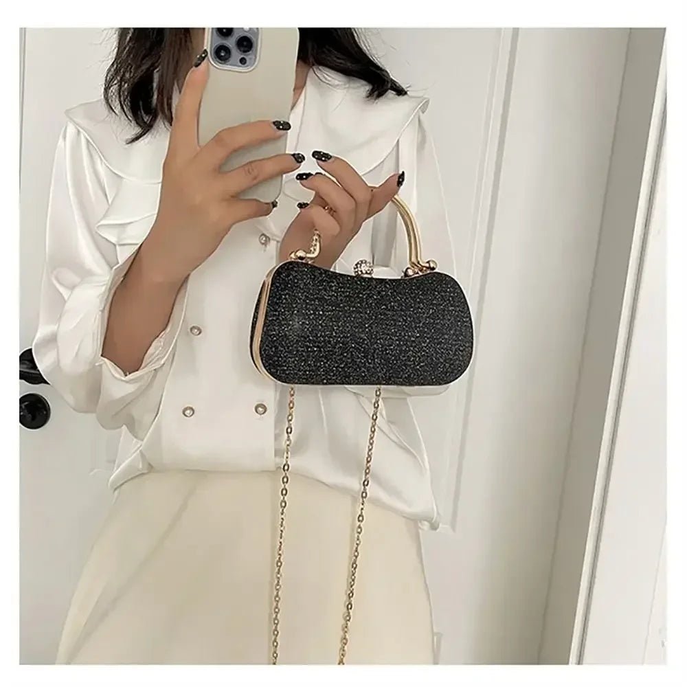 Beaded Egg-Shape Evening Bag with Chain - Luzilly Bridal & Apparel