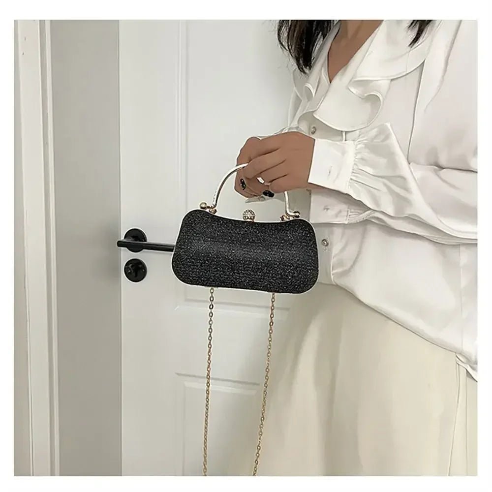 Beaded Egg-Shape Evening Bag with Chain - Luzilly Bridal & Apparel
