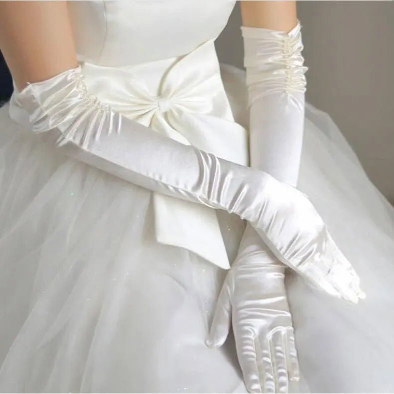Beaded Elbow-Length Wedding Gloves - Luzilly Bridal & Apparel