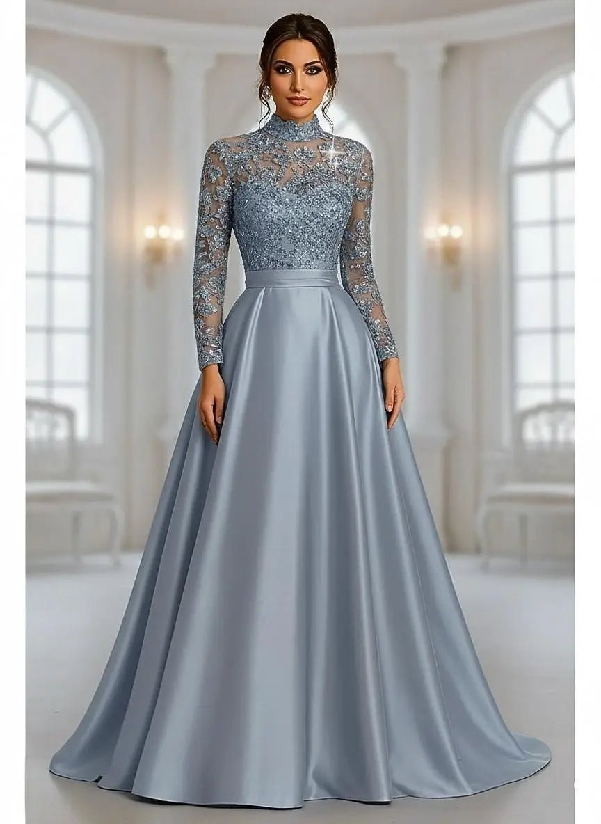 Beaded Embroidered A-Line Mother of the Bride Dress - Luzilly Bridal & Apparel