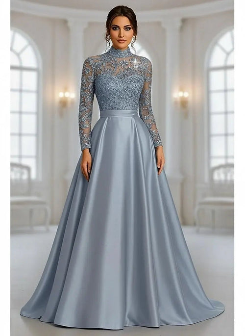 Beaded Embroidered A-Line Mother of the Bride Dress - Luzilly Bridal & Apparel