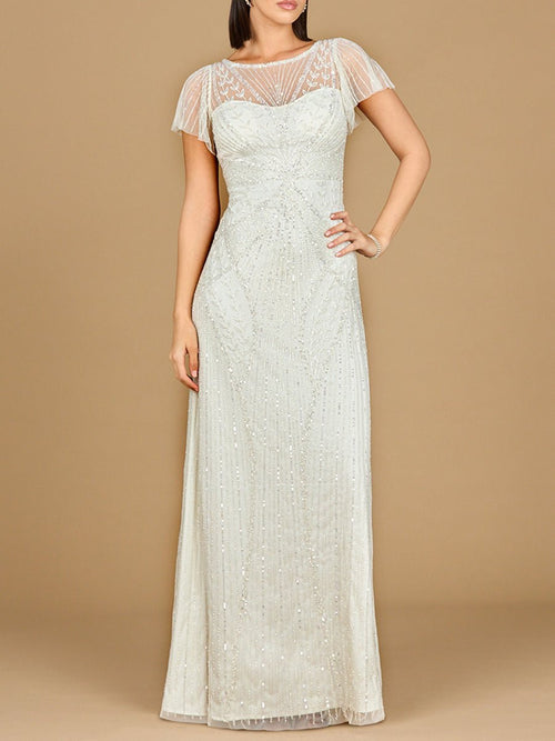 Beaded Flutter Sleeve Wedding Gown | Lara 51219 - Luzilly Bridal & Apparel