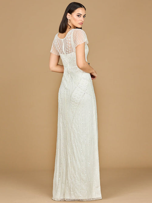 Beaded Flutter Sleeve Wedding Gown | Lara 51219 - Luzilly Bridal & Apparel