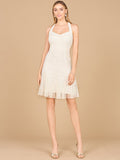 Beaded Halter Neck Bridal Midi Dress - Luzilly Bridal & Apparel
