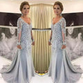Beaded Lace Long-Sleeve Mermaid Mother of the Bride Gown - Luzilly Bridal & Apparel