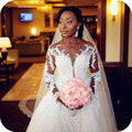 Beaded Lace Mermaid Wedding Dress with Detachable Overskirt - Luzilly Bridal & Apparel