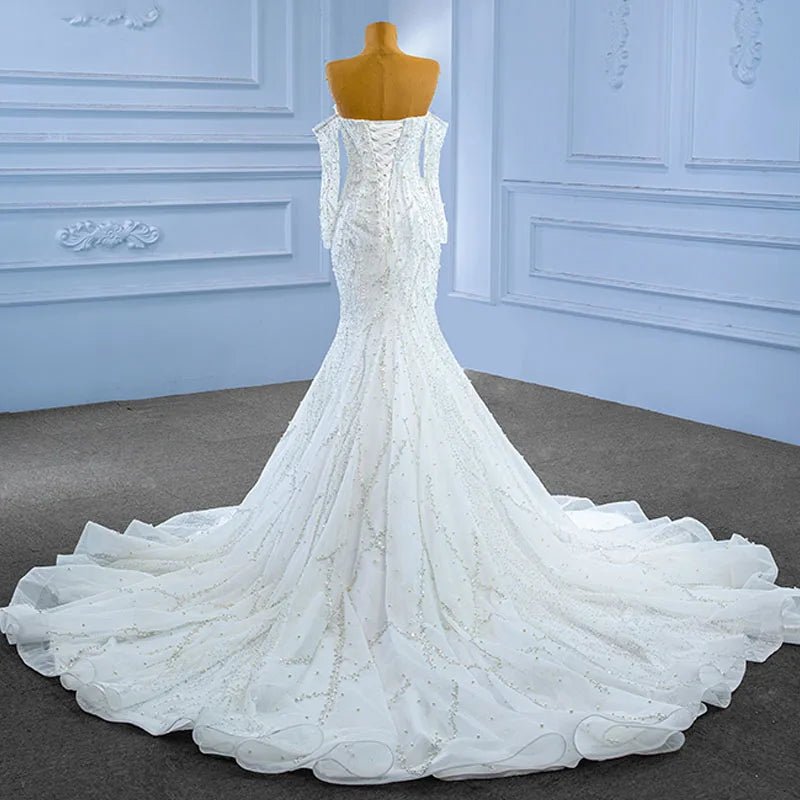Beaded Organza Sweetheart Mermaid Wedding Gown - Luzilly Bridal & Apparel