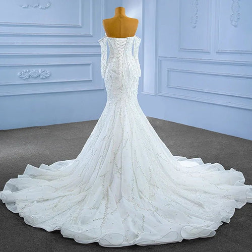 Beaded Organza Sweetheart Mermaid Wedding Gown - Luzilly Bridal & Apparel