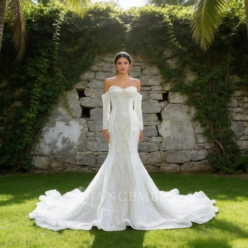 Beaded Organza Sweetheart Mermaid Wedding Gown - Luzilly Bridal & Apparel