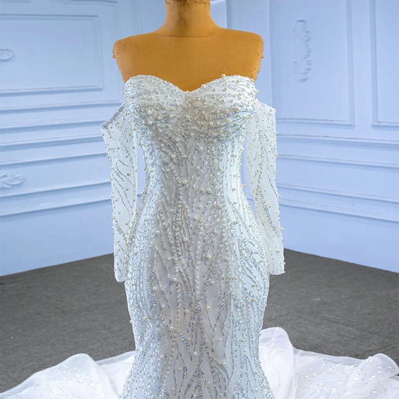 Beaded Organza Sweetheart Mermaid Wedding Gown - Luzilly Bridal & Apparel