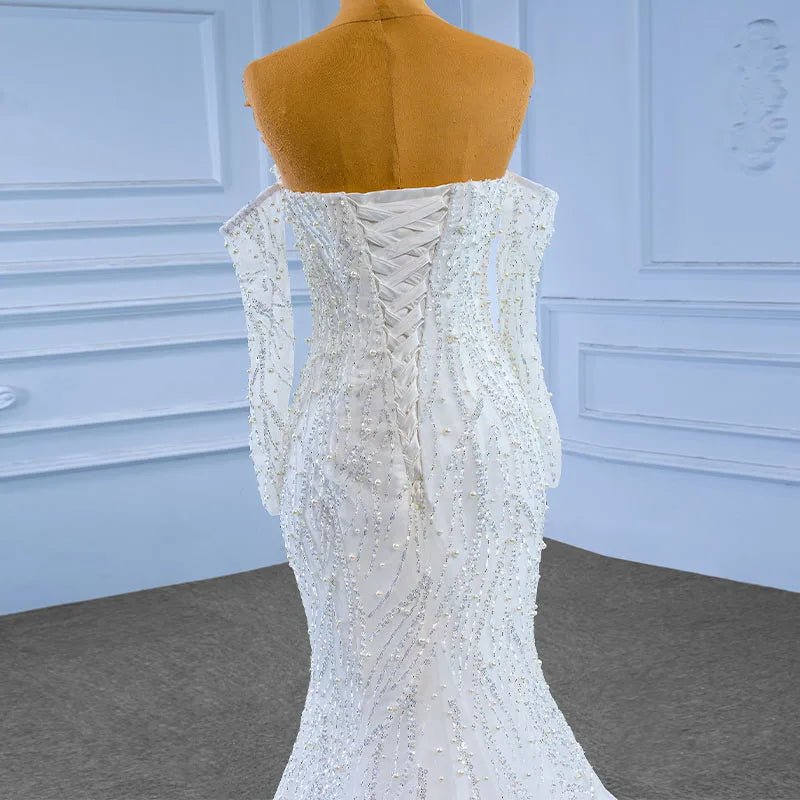 Beaded Organza Sweetheart Mermaid Wedding Gown - Luzilly Bridal & Apparel