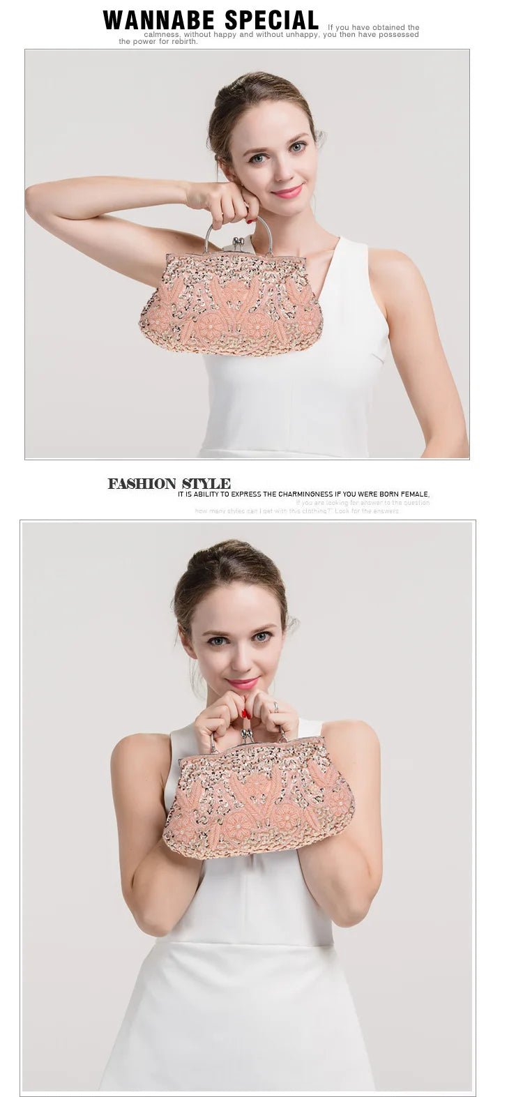 Beaded Retro Evening Clutch - Luzilly Bridal & Apparel