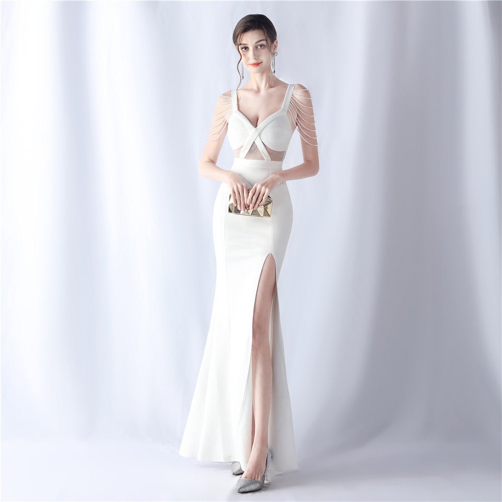 Beaded Rhinestone Evening Dress - Luzilly Bridal & Apparel