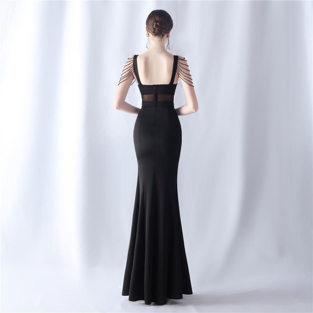 Beaded Rhinestone Evening Dress - Luzilly Bridal & Apparel