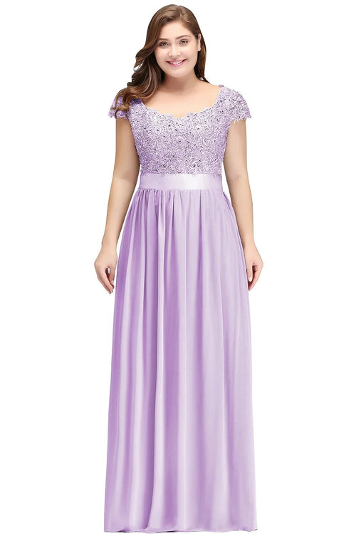 Beaded Sequin Lace Chiffon V-Neck A-Line Bridesmaid Dress - Luzilly Bridal & Apparel