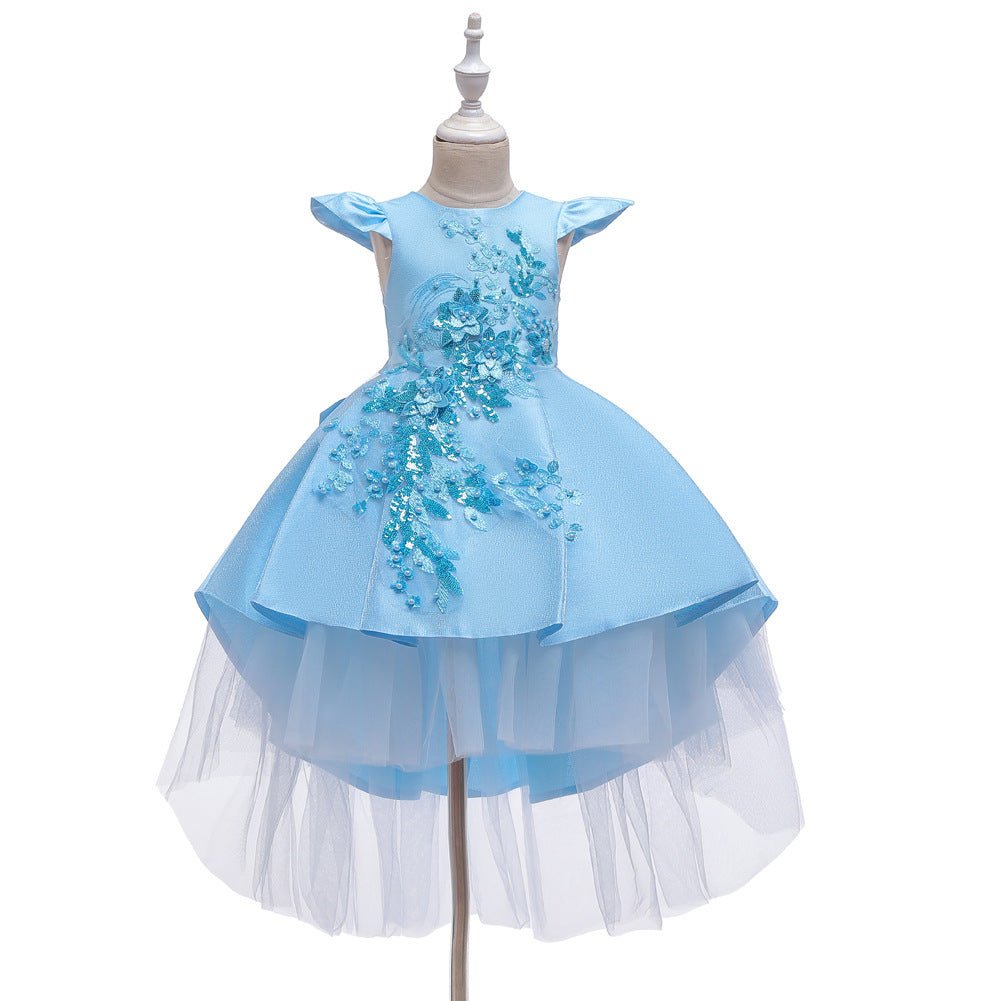 Beaded Short-Sleeve Flower Girl Dress - Luzilly Bridal & Apparel