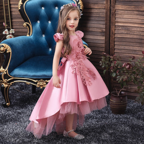 Beaded Short-Sleeve Flower Girl Dress - Luzilly Bridal & Apparel