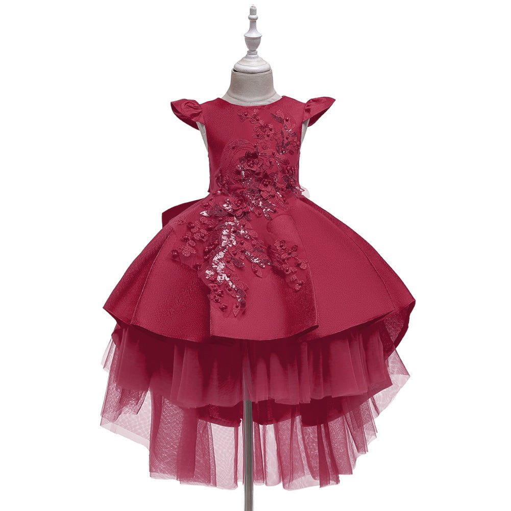 Beaded Short-Sleeve Flower Girl Dress - Luzilly Bridal & Apparel