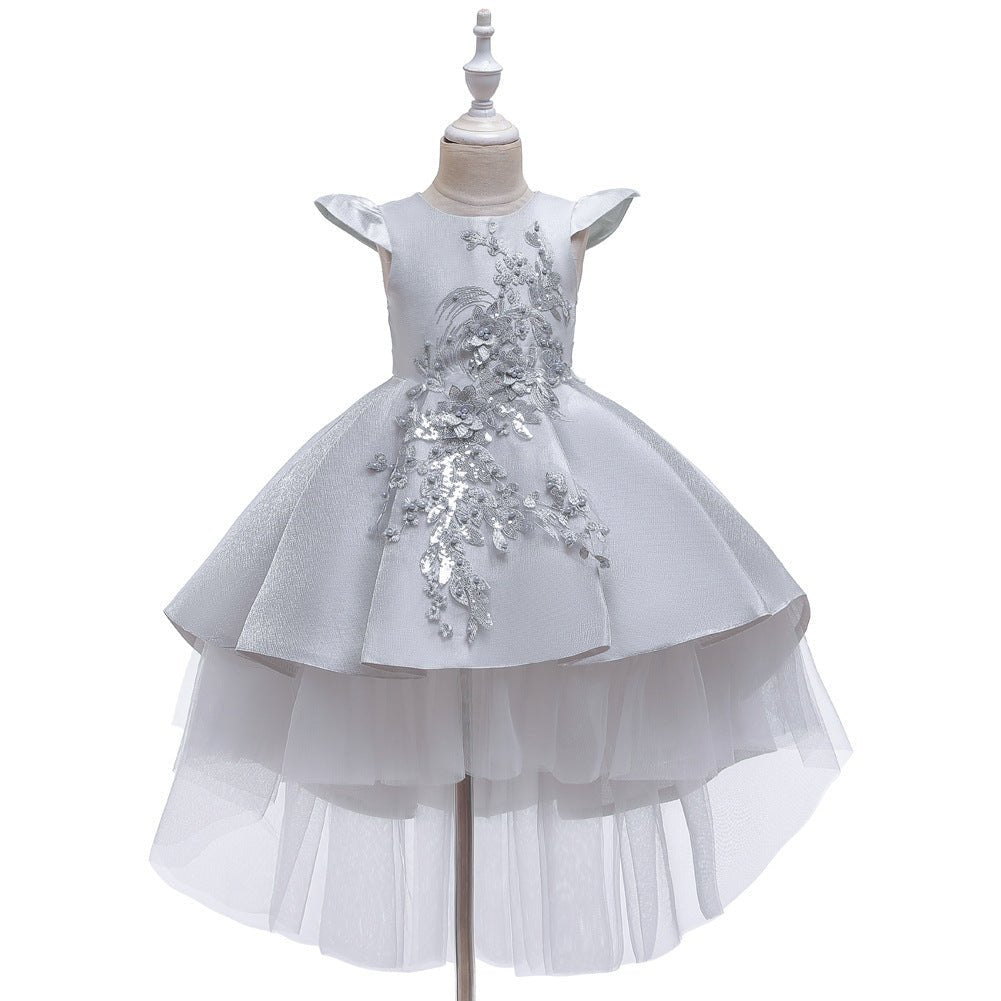 Beaded Short-Sleeve Flower Girl Dress - Luzilly Bridal & Apparel