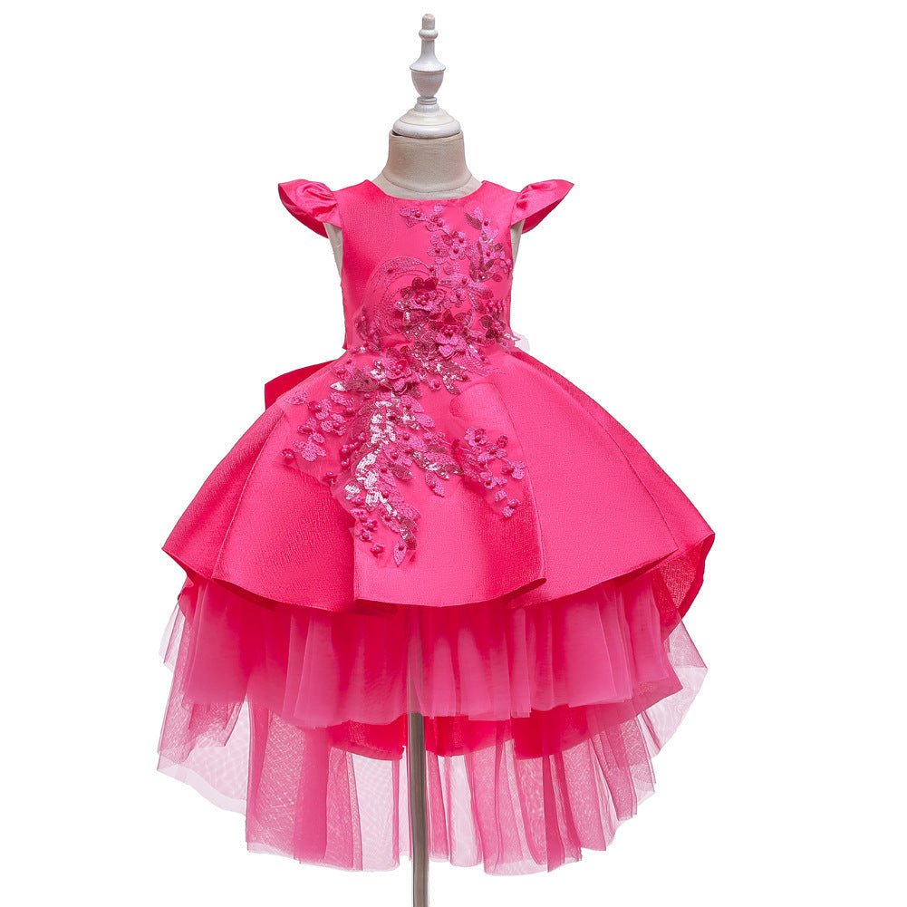 Beaded Short-Sleeve Flower Girl Dress - Luzilly Bridal & Apparel