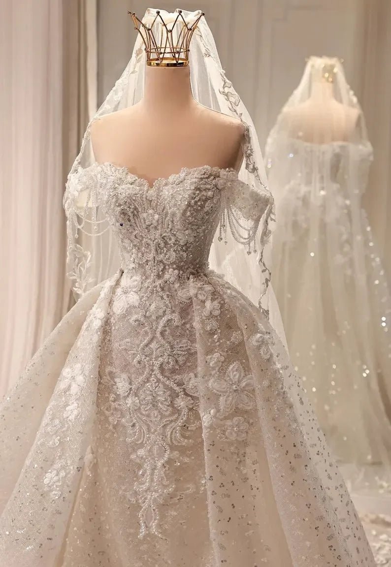 Beaded Sleeveless Mermaid Wedding Gown - Luzilly Bridal & Apparel