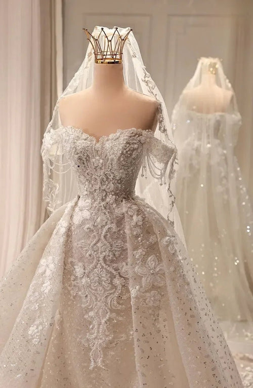 Beaded Sleeveless Mermaid Wedding Gown - Luzilly Bridal & Apparel