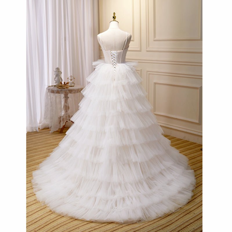 Beautiful Girl Suspender Wedding Dress With Elegant Train - Luzilly Bridal & Apparel