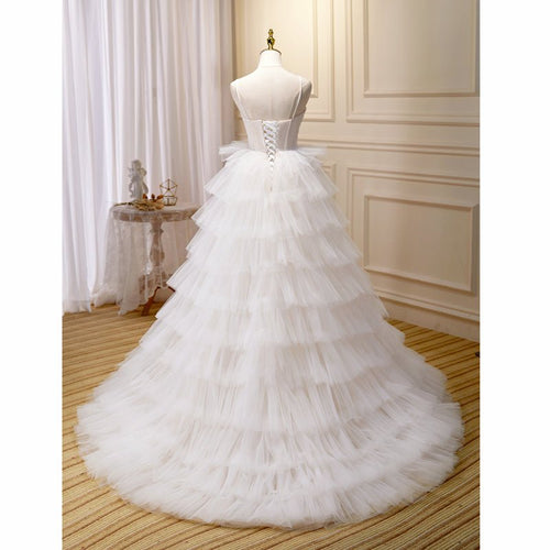 Beautiful Girl Suspender Wedding Dress With Elegant Train - Luzilly Bridal & Apparel