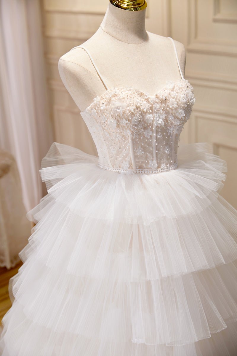 Beautiful Girl Suspender Wedding Dress With Elegant Train - Luzilly Bridal & Apparel
