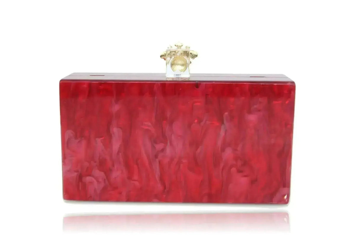 Bee Red Pearl Acrylic Box Clutch - Luzilly Bridal & Apparel