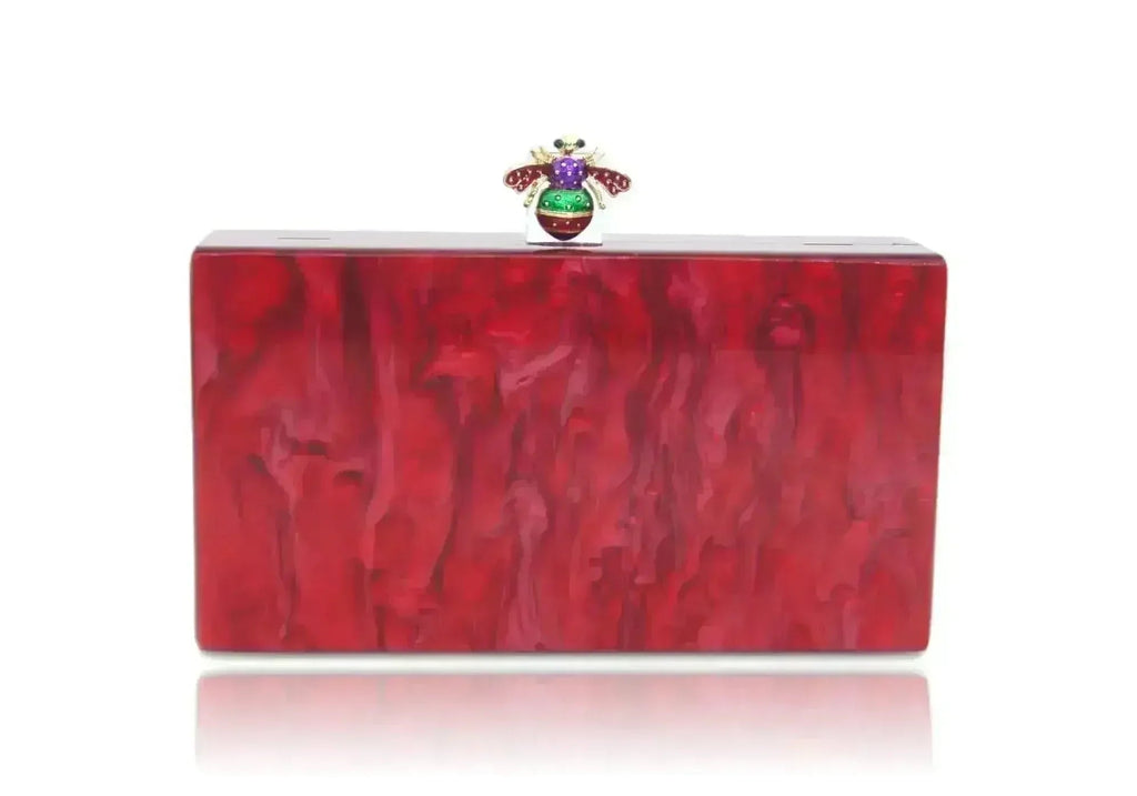 Bee Red Pearl Acrylic Box Clutch - Luzilly Bridal & Apparel