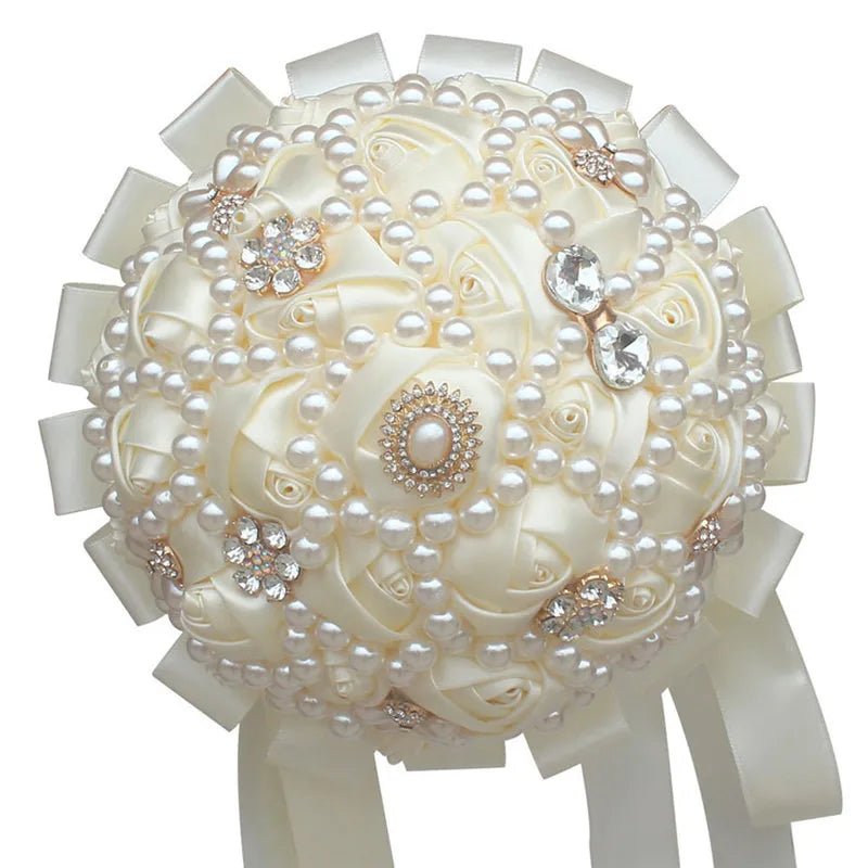 Beige Satin Rose Wedding Bouquet - Luzilly Bridal & Apparel