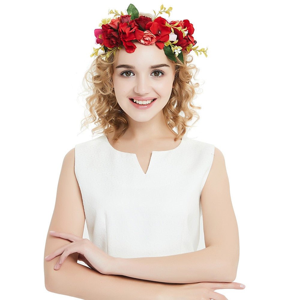 Big Red Rose Blossom Hair Band Bridal Flower Ring Hair Band - Luzilly Bridal & Apparel