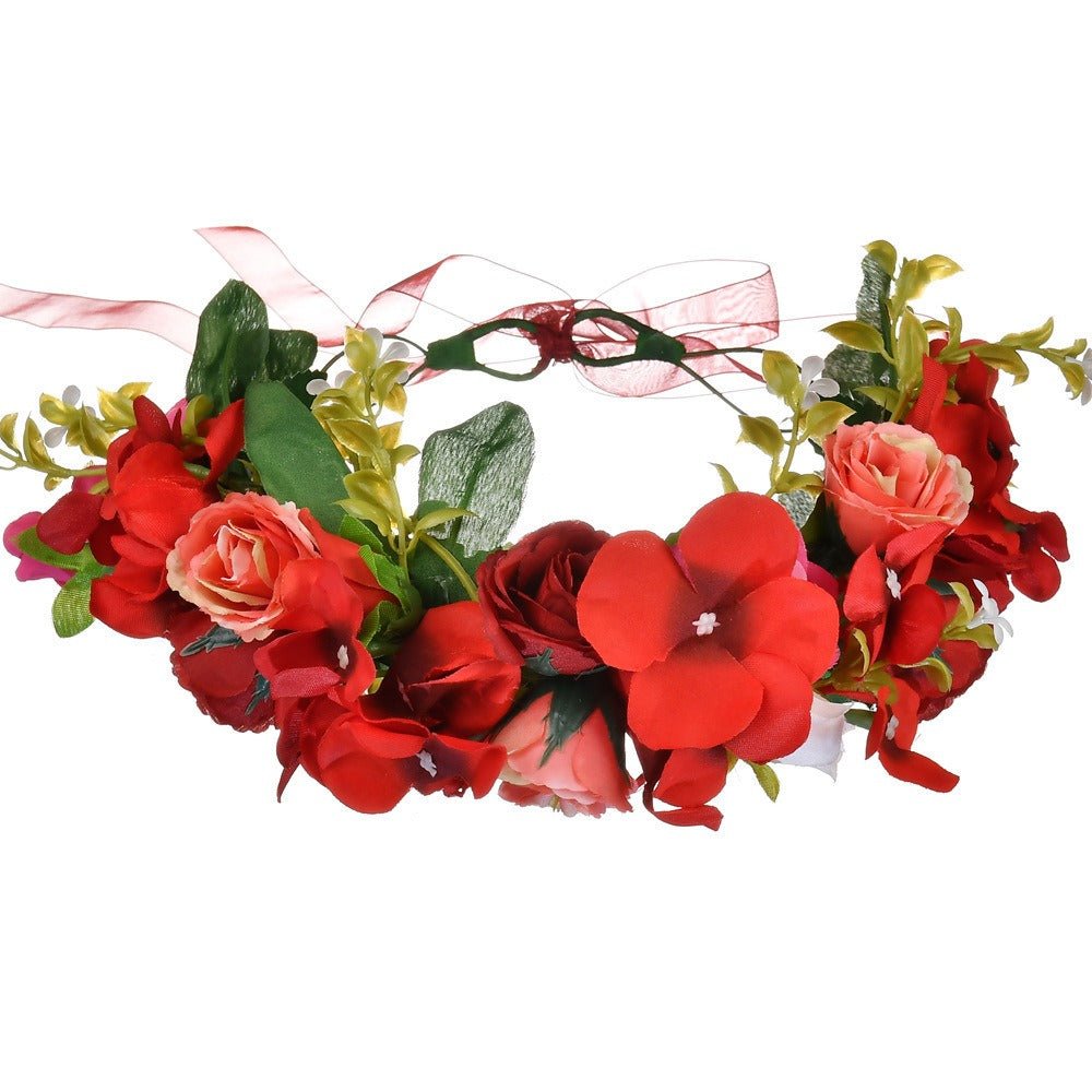 Big Red Rose Blossom Hair Band Bridal Flower Ring Hair Band - Luzilly Bridal & Apparel