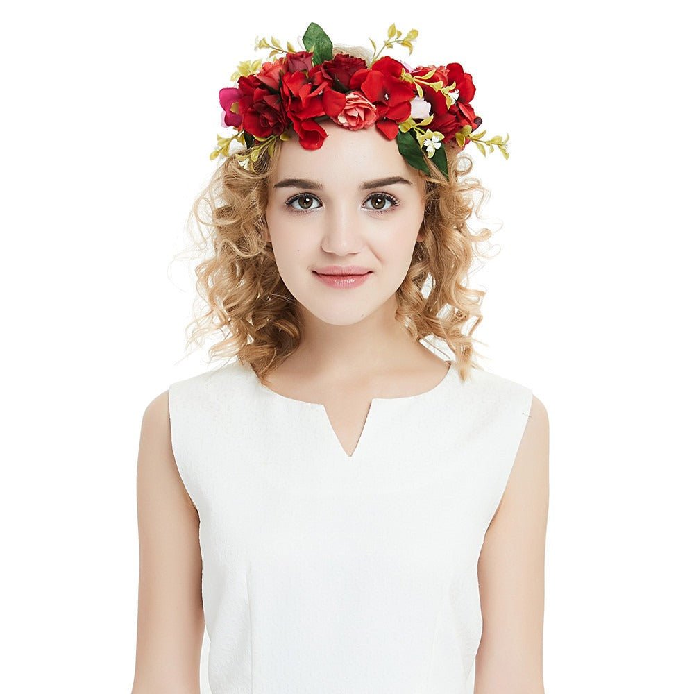Big Red Rose Blossom Hair Band Bridal Flower Ring Hair Band - Luzilly Bridal & Apparel