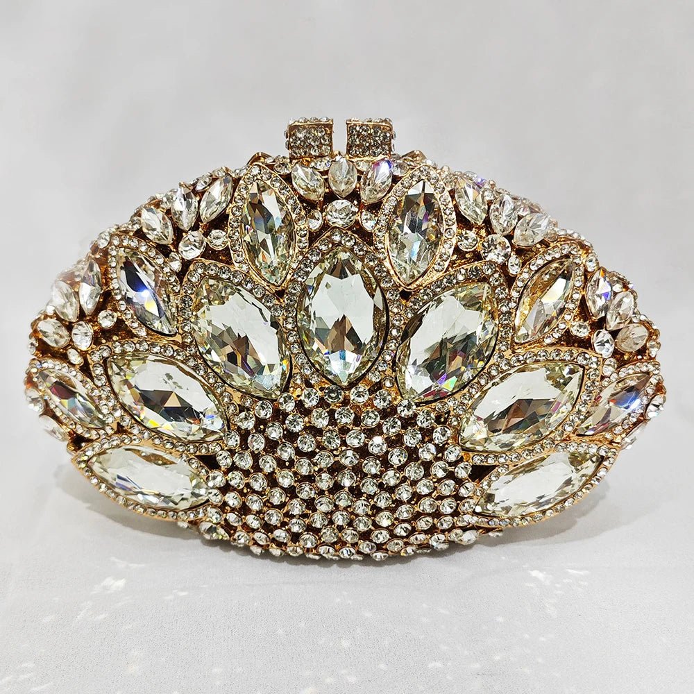 Big-Stone Crystal Minaudière Clutch - Luzilly Bridal & Apparel