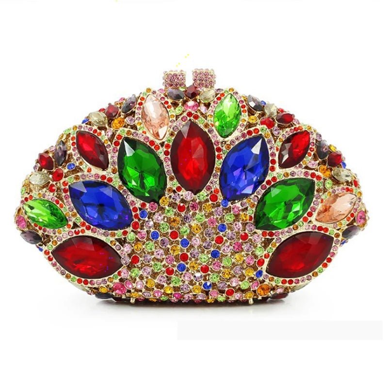 Big-Stone Crystal Minaudière Clutch - Luzilly Bridal & Apparel
